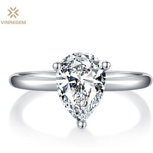 Vinregem Klassischer Ring Aus 100 % 925er Sterlingsilber, 3ex Vvs1, D-Farbe, Birnenschliff, 2 Ct, 7 X 10 Mm, Echte Moissanit-Diamanten, Ring Für Frauen, Schmuck, Verlobungsgeschenke