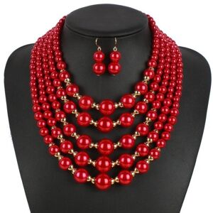 Zf Be Damen-Modeschmuck-Halskette Und Ohrringe, Handgefertigte Mehrschichtige Halskette Mit Charme