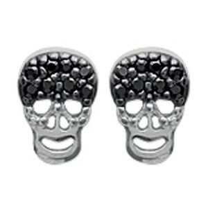 Les Trésors De Lily [L6725] - Silber-Schwarze 'Skull' Ohrringe (Rhodium) - 7x5 Mm