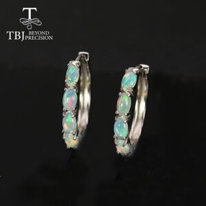 Bolaijewelry 2022 Creolen-Ohrring, Oval, 3 X 5 Mm, Natürlicher Äthiopien-Opal, Tansanit, Aquamarin, Edelstein, Feiner Schmuck Aus 925er Sterlingsilber Für Frauen