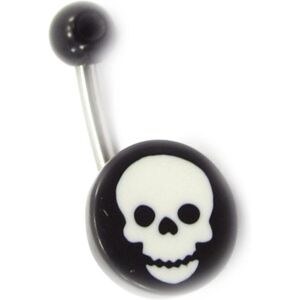 Les Trésors De Lily [K3303] - Piercing 'Totenkopf' Schwarz Weiß