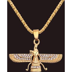 Vintage Jewelry Ornament Gold Farbe Hip Hop Faravahar Ahura Mazda Anhänger Halsketten Männlich Vintage Zoroastrismus Halskette Schmuck Männer