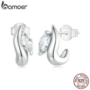 Bamoer 925 Sterling Silber Minimalistische Geometrische Ohrstecker Für Frauen, Geometrische Cz-Ohrstecker, Trendiger Schmuck