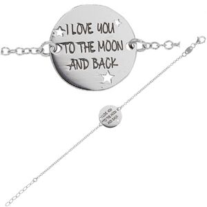 Les Trésors De Lily [Q9400] - Bracelet Argent Artisanal 'Love' Argenté (Rhodié) - 15 Mm (I Love You To The Moon And Back)