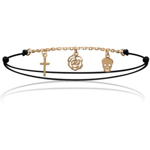 Les Trésors De Lily [J3098] - Vergoldetes Armband 'Tête De Mort' Gold Schwarz - Blume 7 Mm