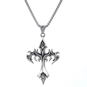 Dagomei Jewelry Hip Hop Modeschmuck Einzigartiges Design Edelstahl Flamme Kreuz Anhänger Halskette Goth Halsketten Geschenk Für Frauen Männer