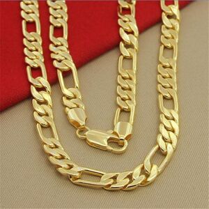 Ksiyer Brytey Hip Hop S925 Silber Halskette 8mm Drei Schlafzimmer Ein Figaro Halskette Überzug 24k Gold Herren Party Schmuck Schmuck Geschenk