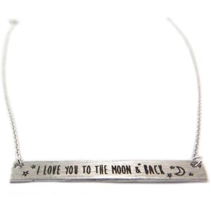 7bis [P5808] - Collier Artisanal 'Messages' (I Love You To The Moon And Back) Argenté - 35x5 Mm