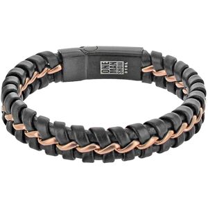 Les Trésors De Lily [R5104] - Bracelet Cuir Acier 'Giorgio' Noir Rosé - 210x14 Mm