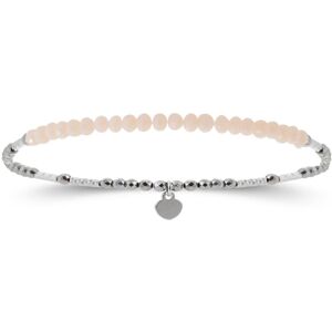 Les Trésors De Lily [R4089] - Silberarmband 'Mineralia' Rosa-Weißes Silber (Rhodium) - 16 Cm - 50x2 Mm