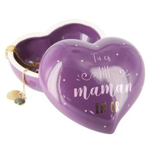 Les Trésors De Lily [Q9323] – Violettes Keramik-Schmuckkästchen Mit „mama“-Herz (Du Bist Eine Goldene Mutter) – 10 X 9. 5x4. 6cm