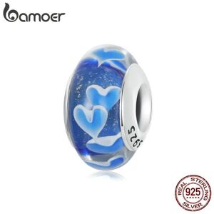 Bamoer Blaues Herz Murano Charm Perlen Für Damen Schmuckherstellung 925 Sterling Silber Charm Für Original Armband Diy Zubehör