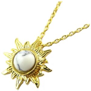 7bis [Q1518] - Collier Artisanal 'Soleil' Blanc Doré - 13x13 Mm