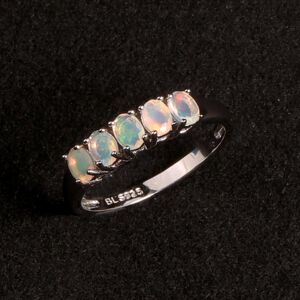 Bolaijewelry Einfacher Ring Aus 925er Sterlingsilber, Natürlicher Opal-Edelstein, Feiner Schmuck, Opalschliff Oval, 3 X 4 Mm, 5 Stück Steinring