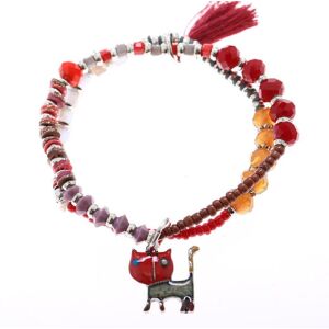 Les Trésors De Lily [R6245] - Designer-Armband 'Lilipoupettes' (Katze) Rot - 18x17 Mm