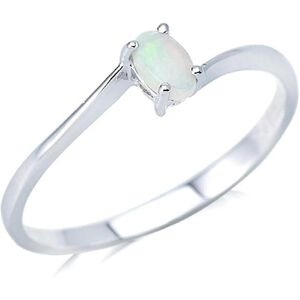 Les Trésors De Lily Handgefertigter Silberring 'Goddess Opal' Weißsilber (Rhodium) - 5x3mm