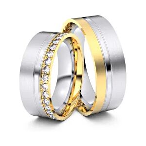 Juwelier-Schmuck Trauringe Lage 585er Weiß-/Gelbgold - 7265