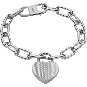 Fossil Armband - Harlow Linear Texture Heart Stainless Steel Statio - Gr. M - in Silber - für Damen