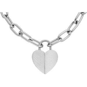 Fossil Halskette - Harlow Linear Texture Heart Stainless Steel Pendan - Gr. unisize - in Silber - für Damen