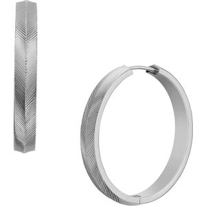 Fossil Ohrringe - Harlow Linear Texture Stainless Steel Hoop Earring - Gr. unisize - in Silber - für Damen