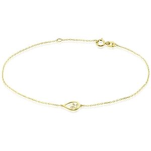 OROVIVO Damen Armband Gold 375 Diamant 0,01ct Tropfen Blatt Kena 0,90mm, Armband mit Stein