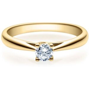 Rubin Verlobungsring aus Gelbgold mit 0,3 ct Lab Grown Brillant in 4er Krappe