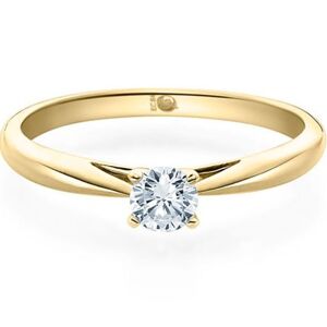 Rubin Verlobungsring aus Gelbgold mit 0,3 ct Lab Grown Brillant in toller 4er Krappe