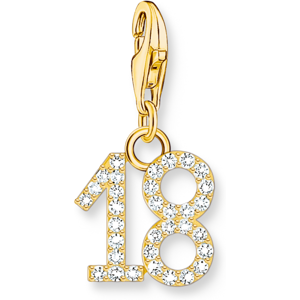 Thomas Sabo Charm-Anhänger Zahl 18 mit weißen Steinen vergoldet gelbgoldfarben 2139-414-39