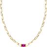 Collier PURELEI "Schmuck Geschenk Romance, 23452" Halsketten Gr. Edelstahl, Länge: 45 cm, rosa (gelbgoldfarben, fuchsia, kristallweiß) Damen Colliers mit Zirkonia (synth.)