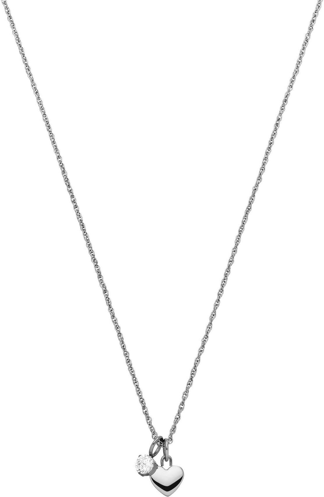 Kette mit Anhänger PURELEI "Schmuck Geschenk Herz und Solitär, 2149-Necklace-Brave" Halsketten Gr. Edelstahl, Länge: 55 cm, silberfarben (edelstahlfarben, kristallweiß) Damen Ketten mit Anhänger Zirkonia (synth.)