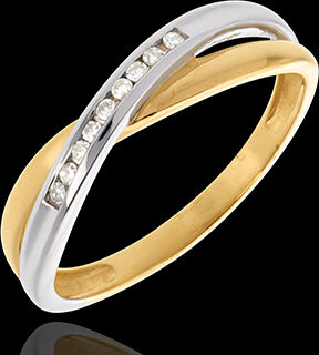 Edenly Ring Ellipse in Weiss- und Gelbgold - 9 Diamanten