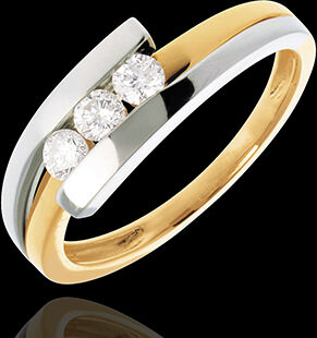 Edenly Trilogie Ring Bipolar in Weiss- und Gelbgold - 0.28 Karat - 3 Diamanten