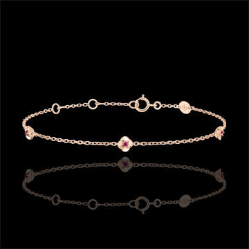 Edenly Armband BlÃ¼te - RosenkrÃ¤nzchen - Rubin - RosÃ©gold - 9 Karat