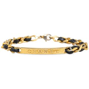 Pre-owned Chanel Leather Woven Chain Bracelet Gold