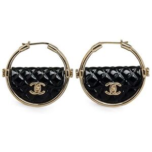 Pre-owned Chanel Resin Quilted Flap Bag Hoop Earrings Gold