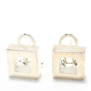 Pre-owned Gucci Square Metal Clip on Earrings Silver