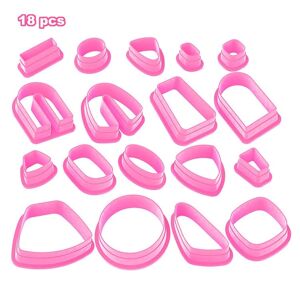 shopnbutik 18 In 1 Soft Clay Earring Molds DIY Handmade Clay Cutter Clay Earrings Making Molds(Pink)