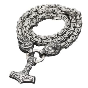 INF Vikinge smykker Thors hammer med læder halskæde Sølv
