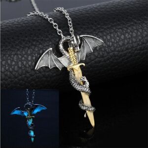 My Store Lysende smykker Dragon Sword Vedhæng Halskæde Mørk Anime halskæde