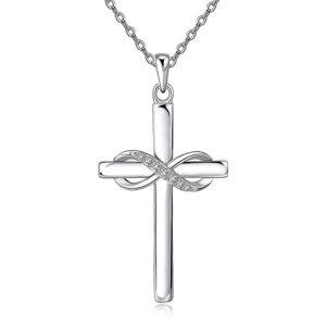 925 Sterling Sølv Kors Halskæde Dame Infinity Halskæde Kæreste Kors smykker gave til Kristus