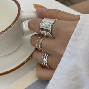 S925 Sterling sølv ringe til kvinder koreansk cirkulær ring flerlags bred ansigt ring smykker