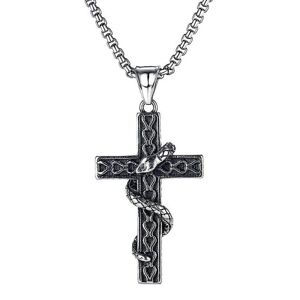 Punk Snake Cross vedhæng kæde halskæde til mænd mandlige goth smykker gave vedhæng gave
