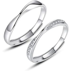 AUGRO 925 Sterling Sølv Ring Simple Par Ringe 2 STK