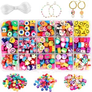 AUGRO 300 STK Polymer Clay Beads, Frugt Smiley Håndlavede Perler 15 Styles