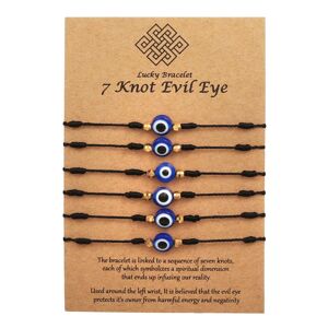 Evil Eye Armbånd 7 Lucky Knot Justerbar Armbånd Kabbalah Cord