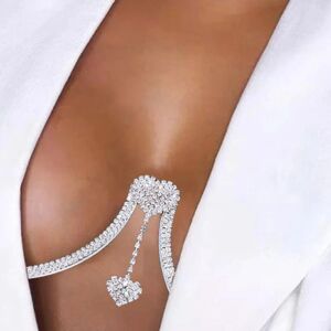 1 stk Rhinestone Brystbeslag Kæde Trendy Krystal Hjerte Vedhæng Bryst