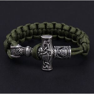 Unisex Viking Thor Mjolnir Hammer Paracord Armband Grön 2