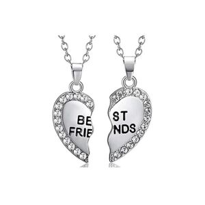 ExpressVaruhuset Halskæde Friendship Heart graveret Rhinestone Silver