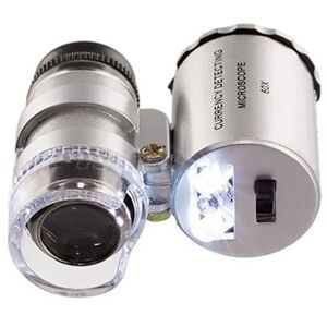 Pro. Office 60x Mini Lomme LED UV Smykke Lup Mikroskop Glas Smykker Lup