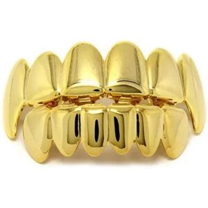 Megabilligt 2-pack Grillz Hip Hop Gold Dental Bling Gold Teeth A $ AP guld